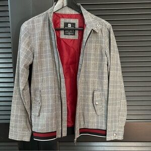 Soda Bloc Kids Preppy Plaid Bomber Jacket, Lined in a Burgundy Lining Size 13/14